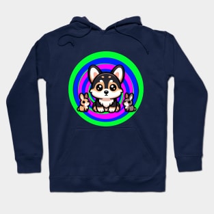 Trippy Tricolor Corgi Hoodie